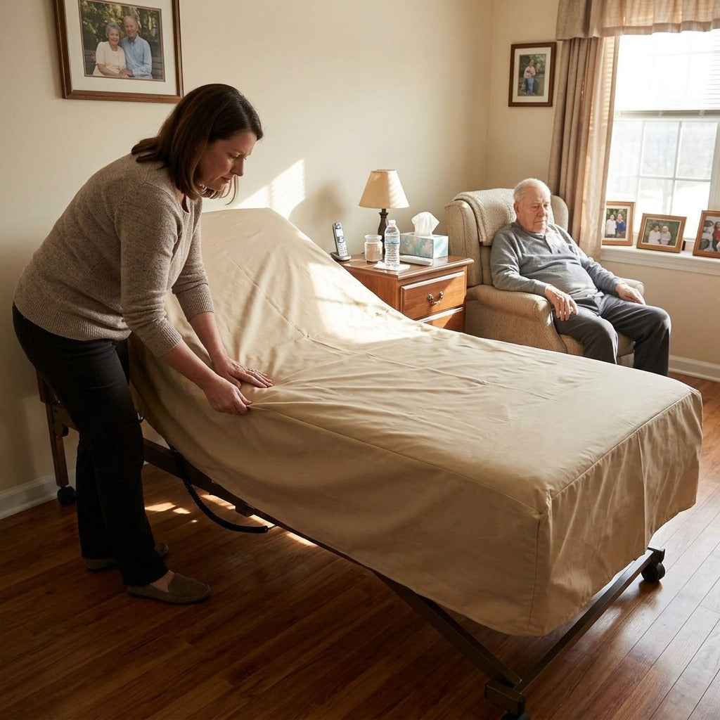 Waterproof Hospital Bed Mattress Protector - at home