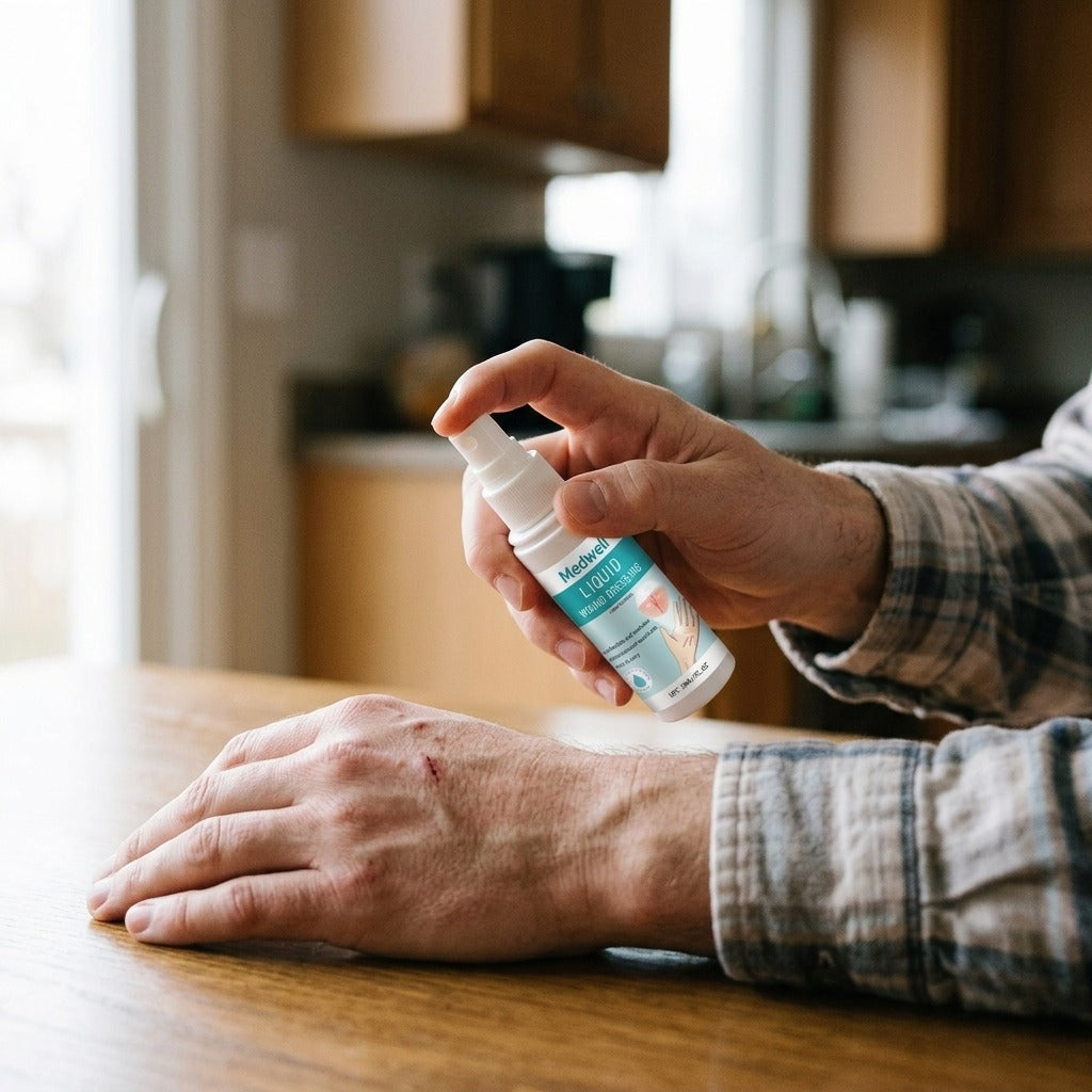 Waterproof Liquid Bandage Spray, 30 ml - in use