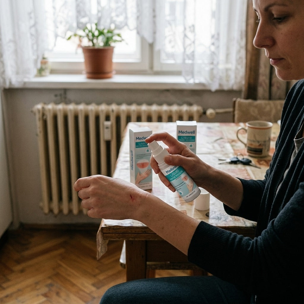Vízálló folyékony sebtapasz spray, 30 ml - használat közben