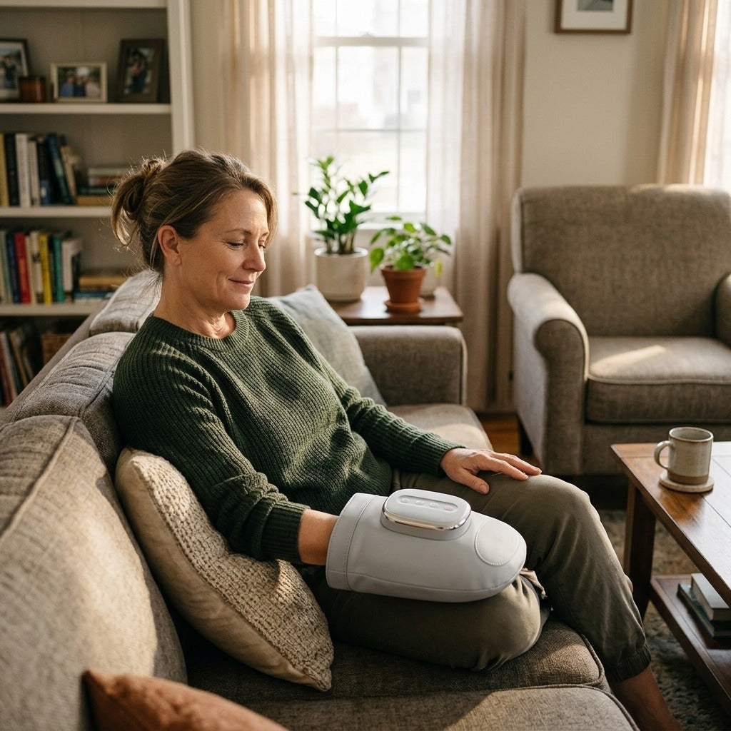 Wireless Hand Massager with Adjustable Compression - at home