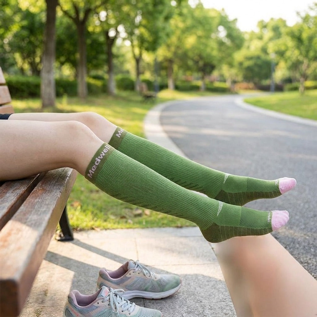 Women's Calf Compression Socks with Terry Sole - in use