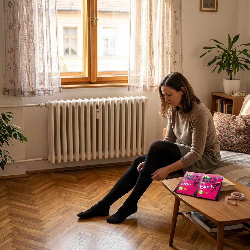 Női egyszínű kompressziós harisnya - otthon