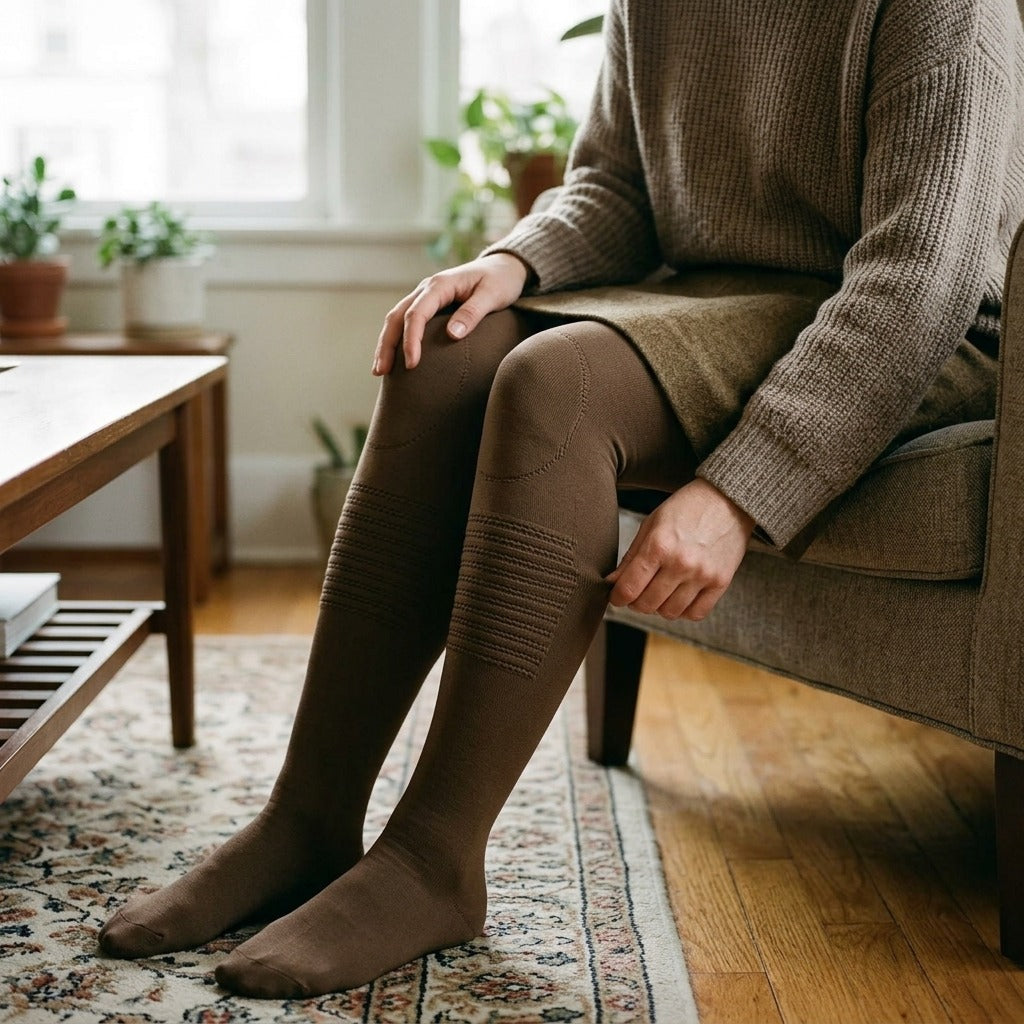 Women's Thick-Knit Compression Tights - in use