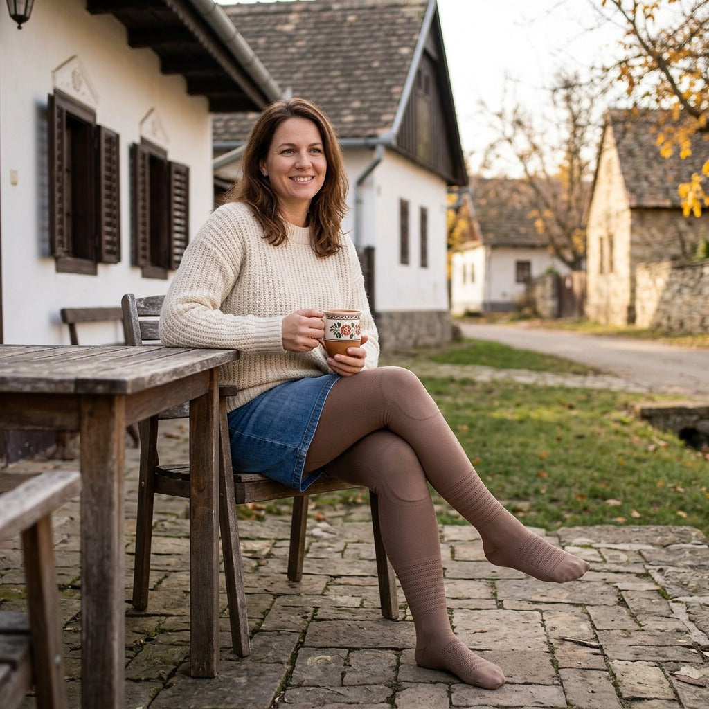 Női vastag kötött kompressziós harisnyanadrág - a mindennapokban