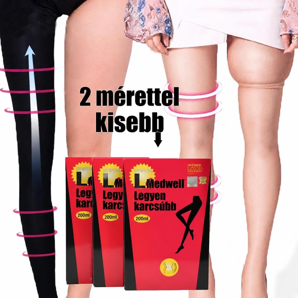 Alakformáló harisnyanadrág és csomagolása a combokat karcsúsító hatást bemutatva.