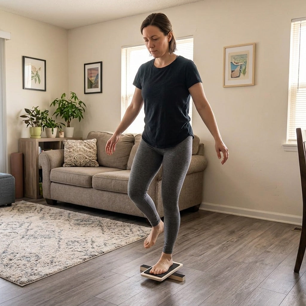 Wooden Ankle Balance Board for Single-Foot Training - at home