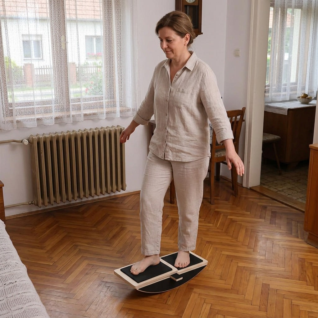 Fa bokaegyensúlyozó deszka egylábas edzéshez - a mindennapokban