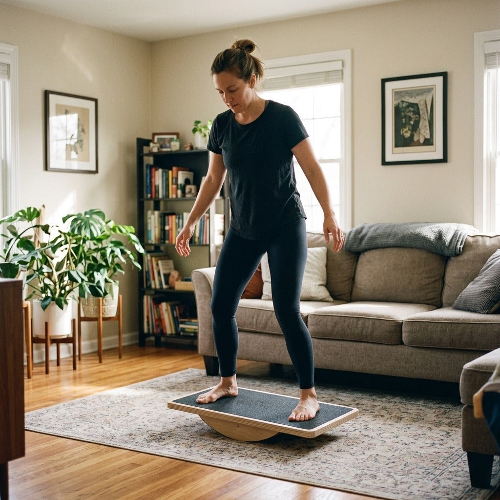 Wooden Non-Slip Balance Board for Home Exercise - at home
