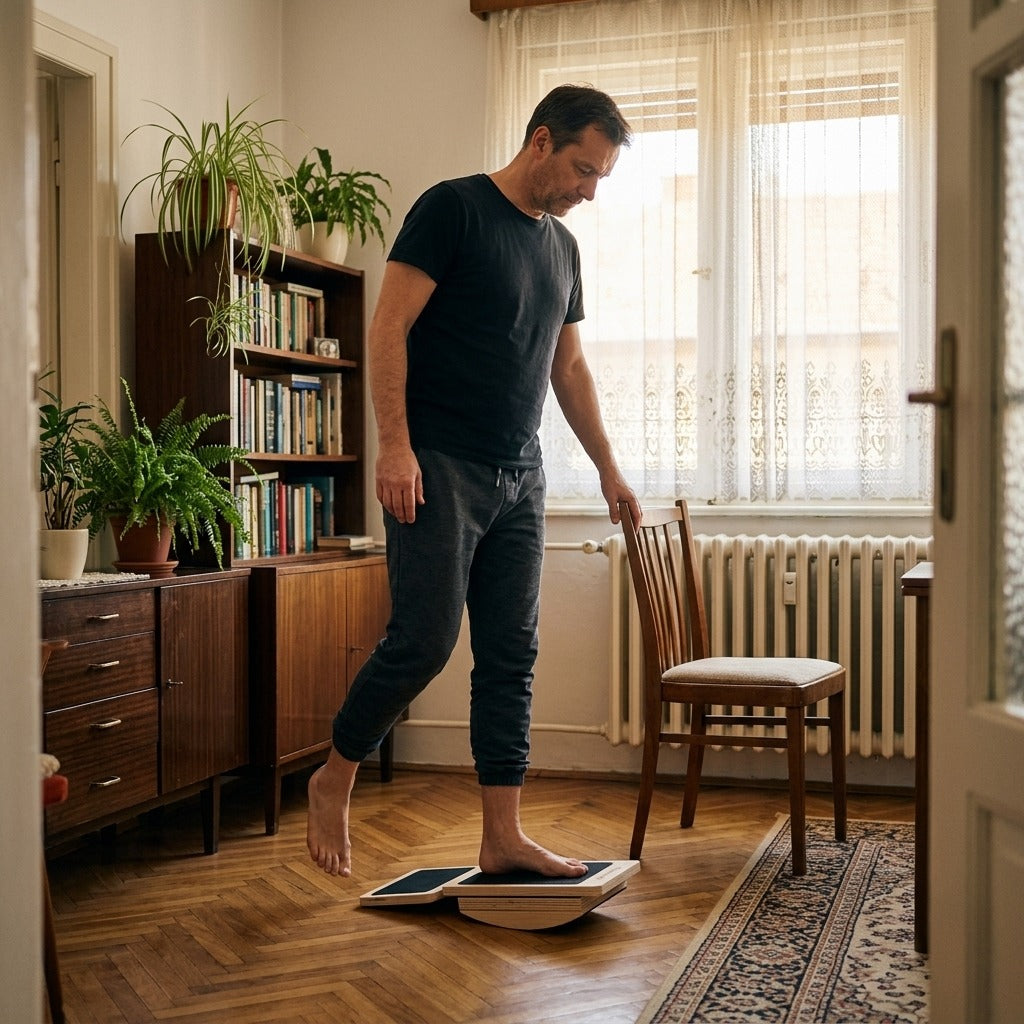 Fa egyensúlyozó deszka bokatornához - otthon