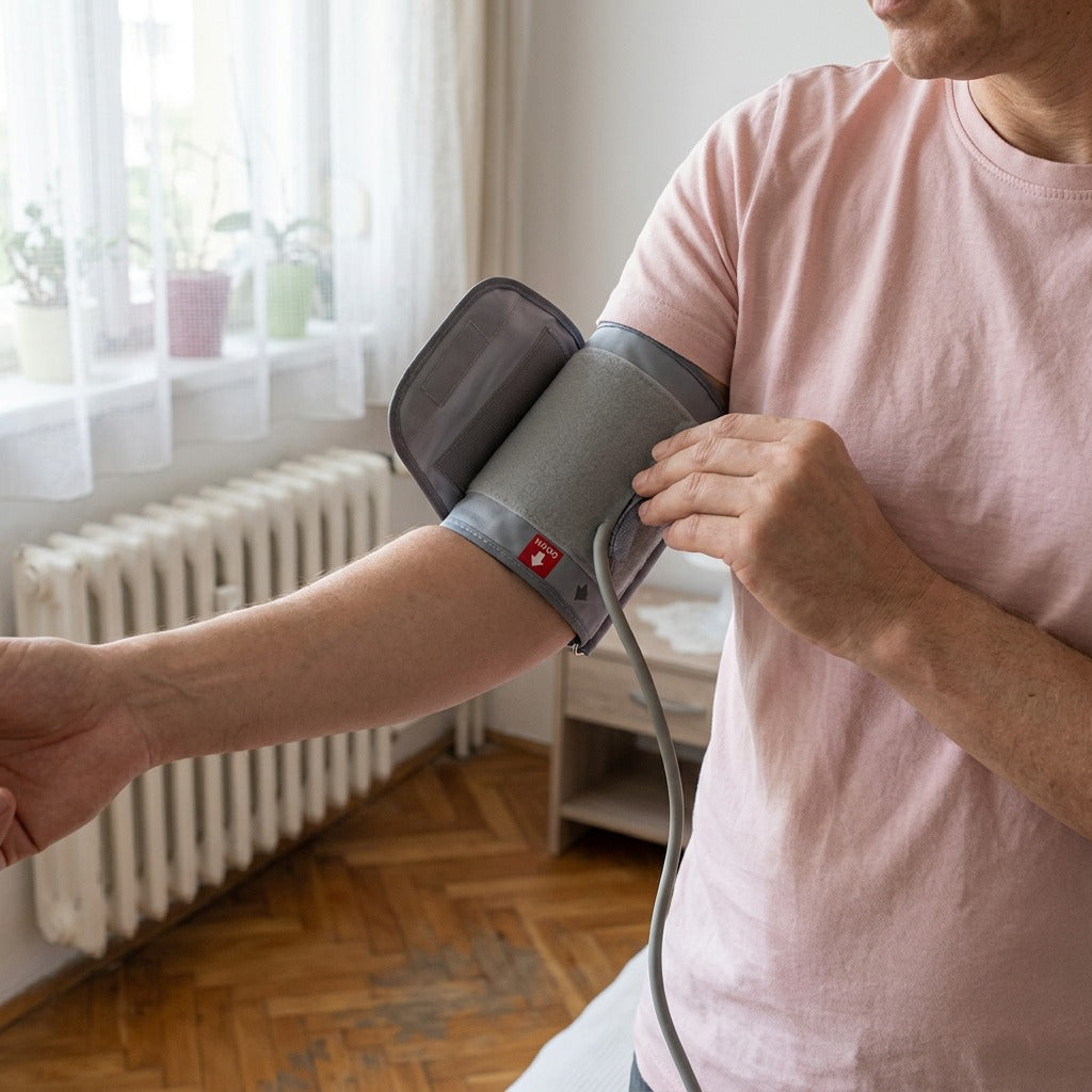 Medwell vérnyomásmérő mandzsetta, 22–45 cm - használat közben