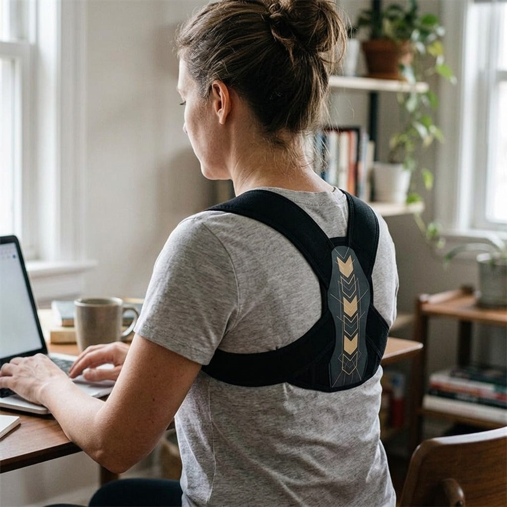 Medwell Upper Back Brace Posture Corrector for Women and Men - in use